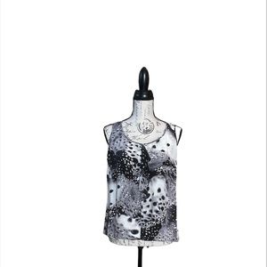 Black and white leopard print St. John shirt.